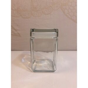 Clear Glass Square Storage Jar with Lid Kitchen Pantry Organizer